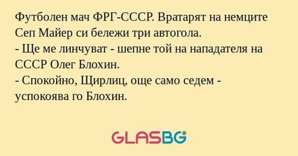 Футболен мач ФРГ-СССР. Вратарят...