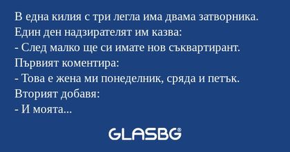 В една килия с три легла има двама...