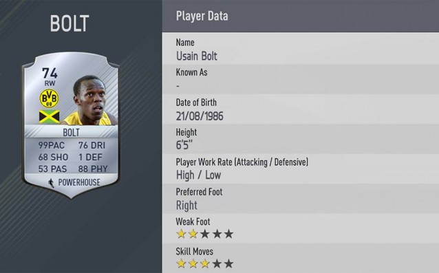 Как би изглеждал Юсейн Болт във FIFA 17