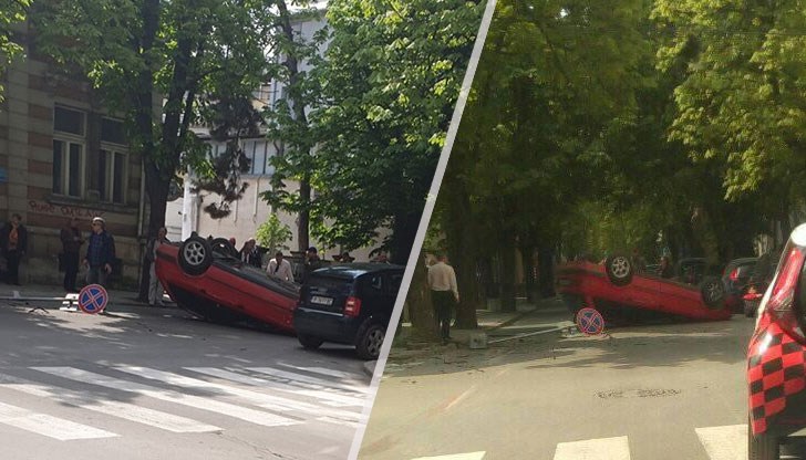 Кола се обърна по таван в центъра на Русе