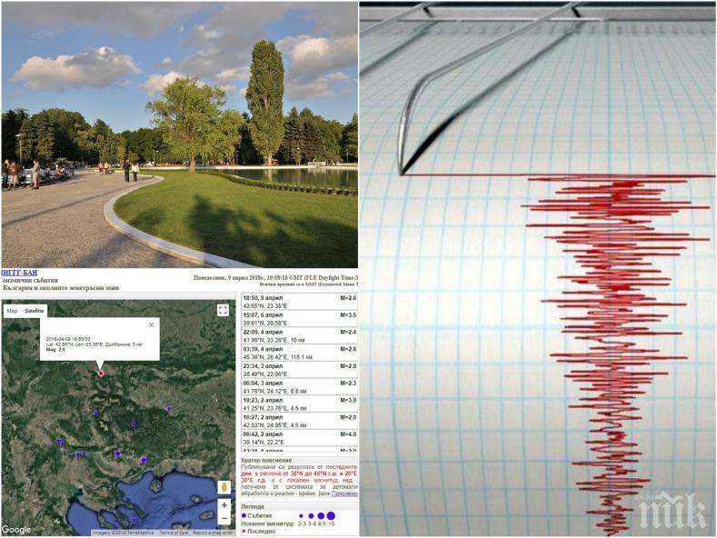 ИЗВЪНРЕДНО! Земетресение с епицентър Южния парк люшна София (КАРТА)