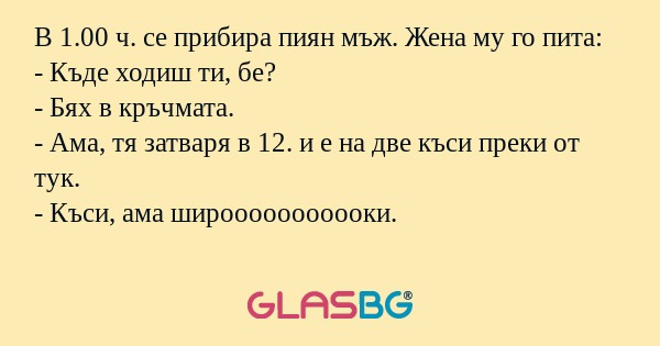 В 1.00 ч. се прибира пиян мъж...
