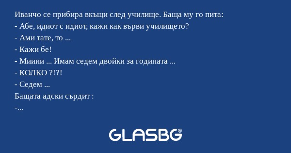 Иванчо се прибира вкъщи след училище...