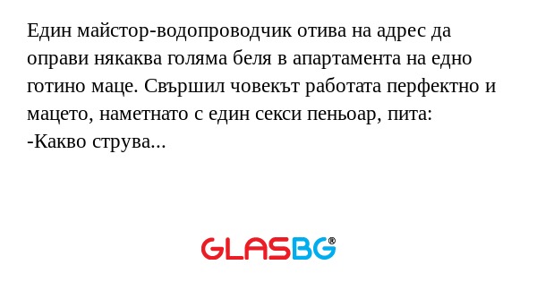 Един майстор-водопроводчик отива...