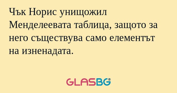 Чък Норис унищожил Менделеевата...