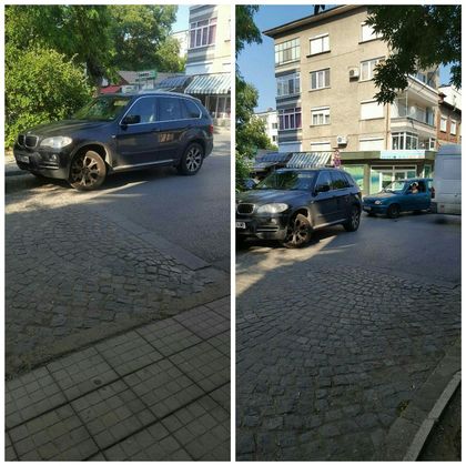 Жена с джип паркира на кръстовище в Кичука! Линейка се качи на тротоар, за да влезе в улицата (СНИМКИ)