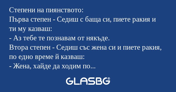 Степени на пиянството: Първа степен...
