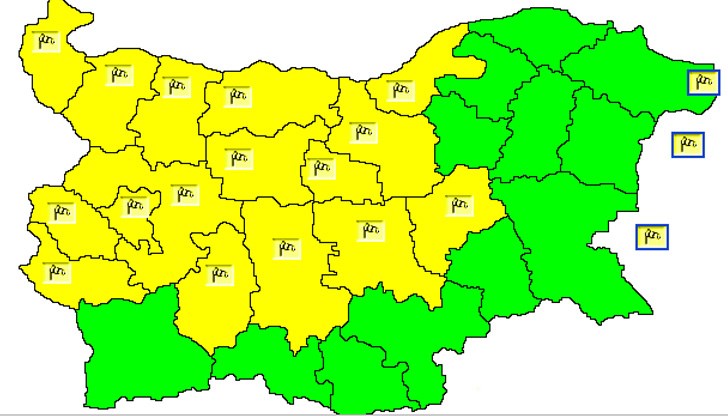 Жълт код за Русе на 25 декември