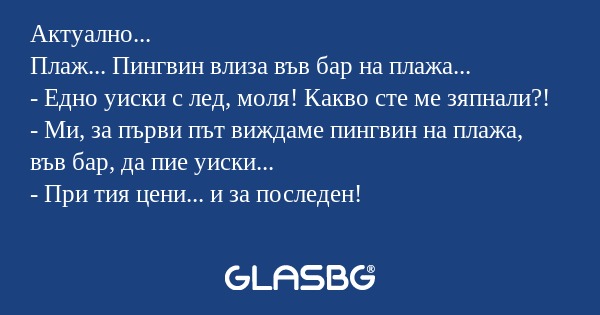 Актуално... Плаж... Пингвин влиза...