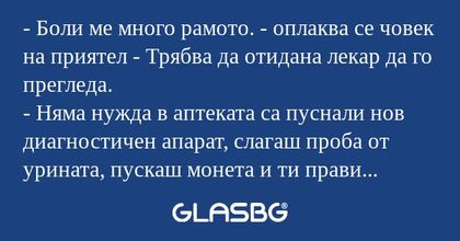 Боли ме много рамото. - оплаква...