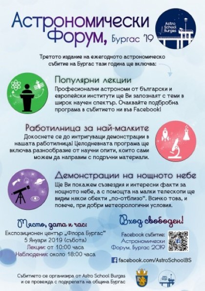 Бургас: Лектори от елитни институти в България и чужбина ще вземат участие в третото издание на Астрономически форум 2019