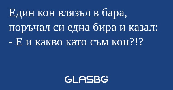 Един кон влязъл в бара, поръчал...