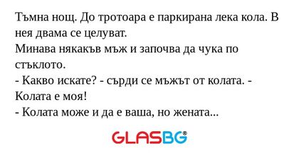 Тъмна нощ. До тротоара е паркирана...