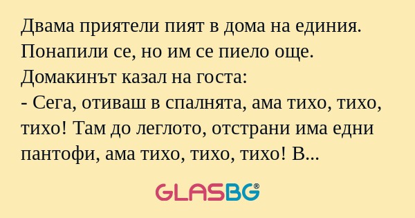 Двама приятели пият в дома на единия...