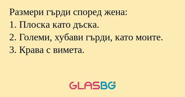 Размери гърди според жена: 1. Плоска...