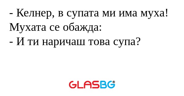 Келнер, в супата ми има муха...