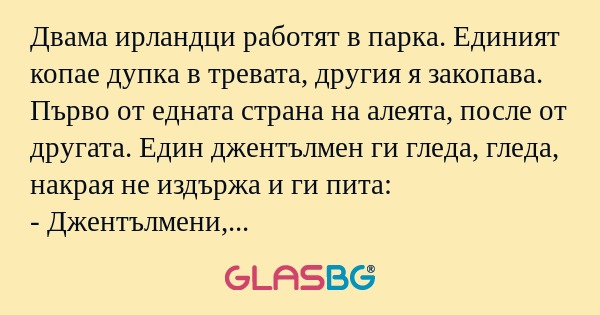 Двама ирландци работят в парка...