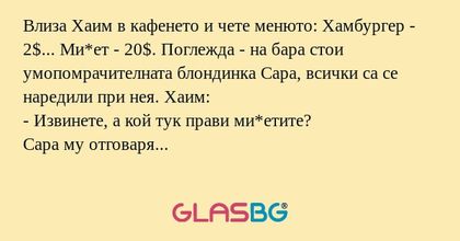 Влиза Хаим в кафенето и чете менюто...