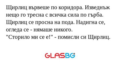 Щирлиц вървеше по коридора. Изведнъж...