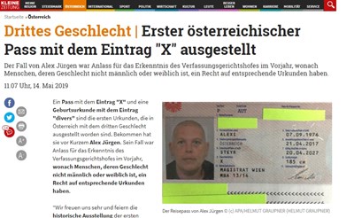 Интерсексуален австриец получи документи, в които не е вписан като мъж или жена