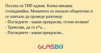Пътува си ТИР-аджия. Качва някаква...