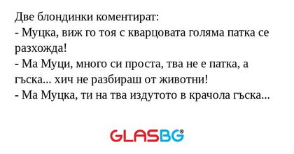 Две блондинки коментират: - Муцка...