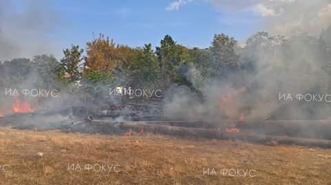 ОДМВР-Пазарджик: Продължават гасителните действия на пожара край магистрала „Тракия“