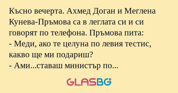 Късно вечерта. Ахмед Доган и Меглена...