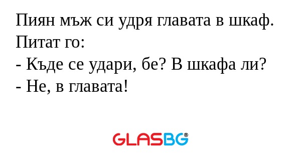 Пиян мъж си удря главата в шкаф...