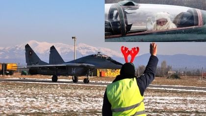 Дядо Коледа долита от Лапландия в Граф Игнатиево с МИГ-29