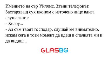 Имението на сър Уйлямс. Звъни телефонът...
