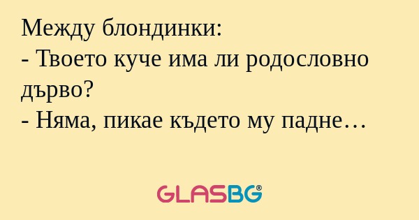 Между блондинки: - Твоето куче...