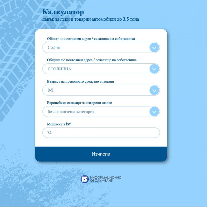 Калкулаторът за данъка на колите в София е готов