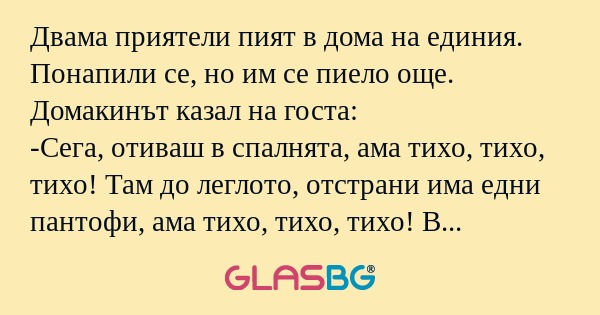 Двама приятели пият в дома на единия...