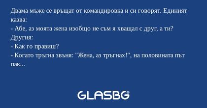 Двама мъже се връщат от командировка...