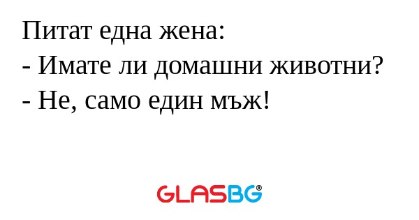 Питат една жена: - Имате ли домашни...
