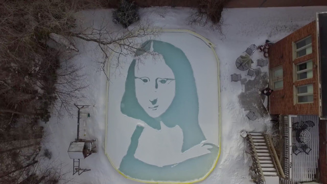 Хит в мрежата: Мона Лиза от сняг се появи в двор на канадска къща
