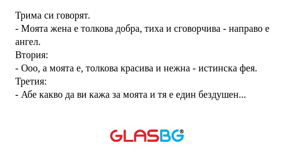 Трима си говорят. - Моята жена...