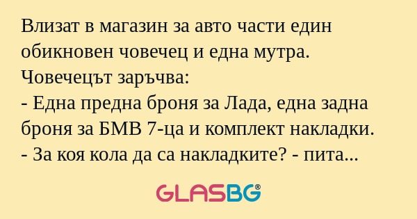 Влизат в магазин за авто части...