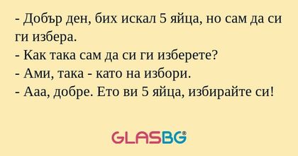 Добър ден, бих искал 5 яйца...