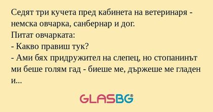 Седят три кучета пред кабинета...