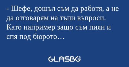 Шефе, дошъл съм да работя, а...