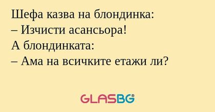 Шефа казва на блондинка: – Изчисти...