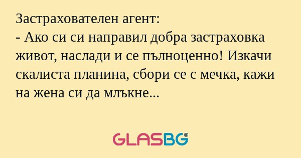 Застрахователен агент: - Ако си...