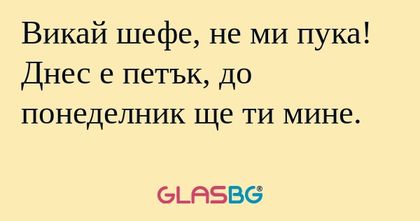 Викай шефе, не ми пука! Днес е...