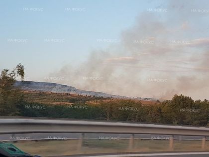 Пазарджик: Сухи треви и стърнища горят в района на 72-73 километър на автомагистрала „Тракия“, към момента няма задимявяне на пътното платно