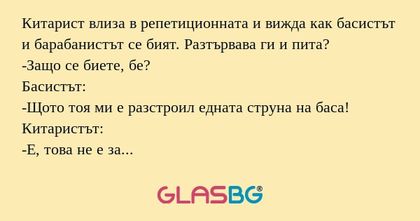 Китарист влиза в репетиционната...