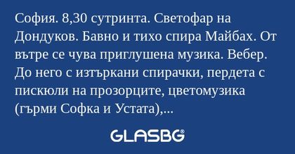 София. 8,30 сутринта. Светофар...