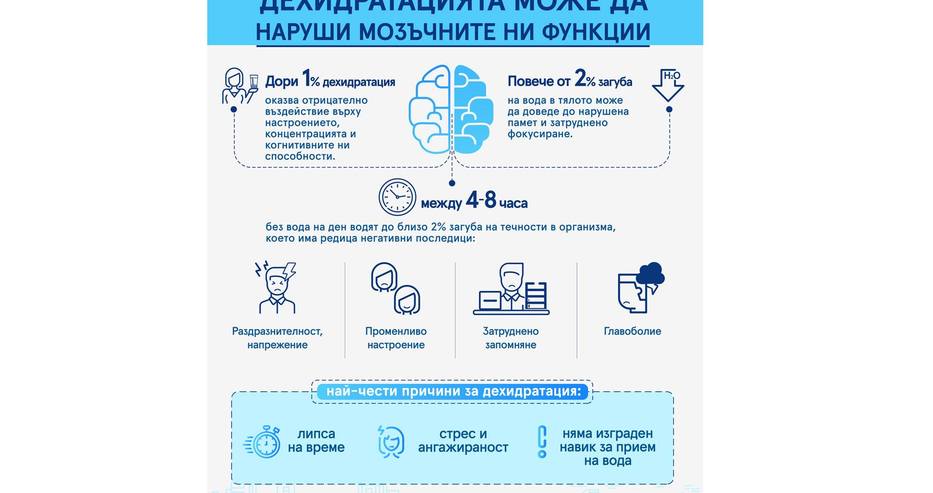 Имате проблеми в работата? Дори 1% дехидратация може да наруши мозъчните ни функции