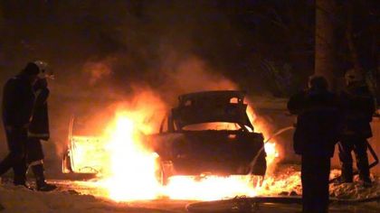 Кола на Съдебна полиция изгоря в Смолян